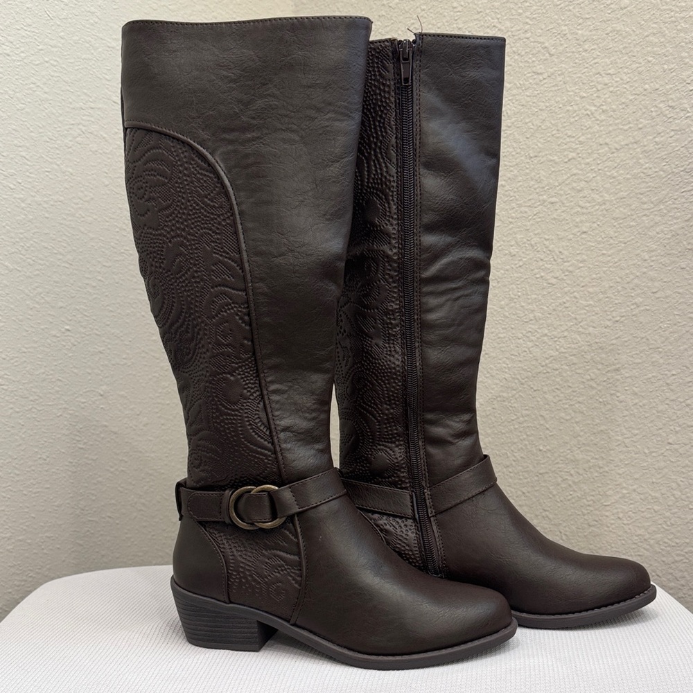 Easy Street Dark Brown Over the Knee Boots size 7 1/2 narrow